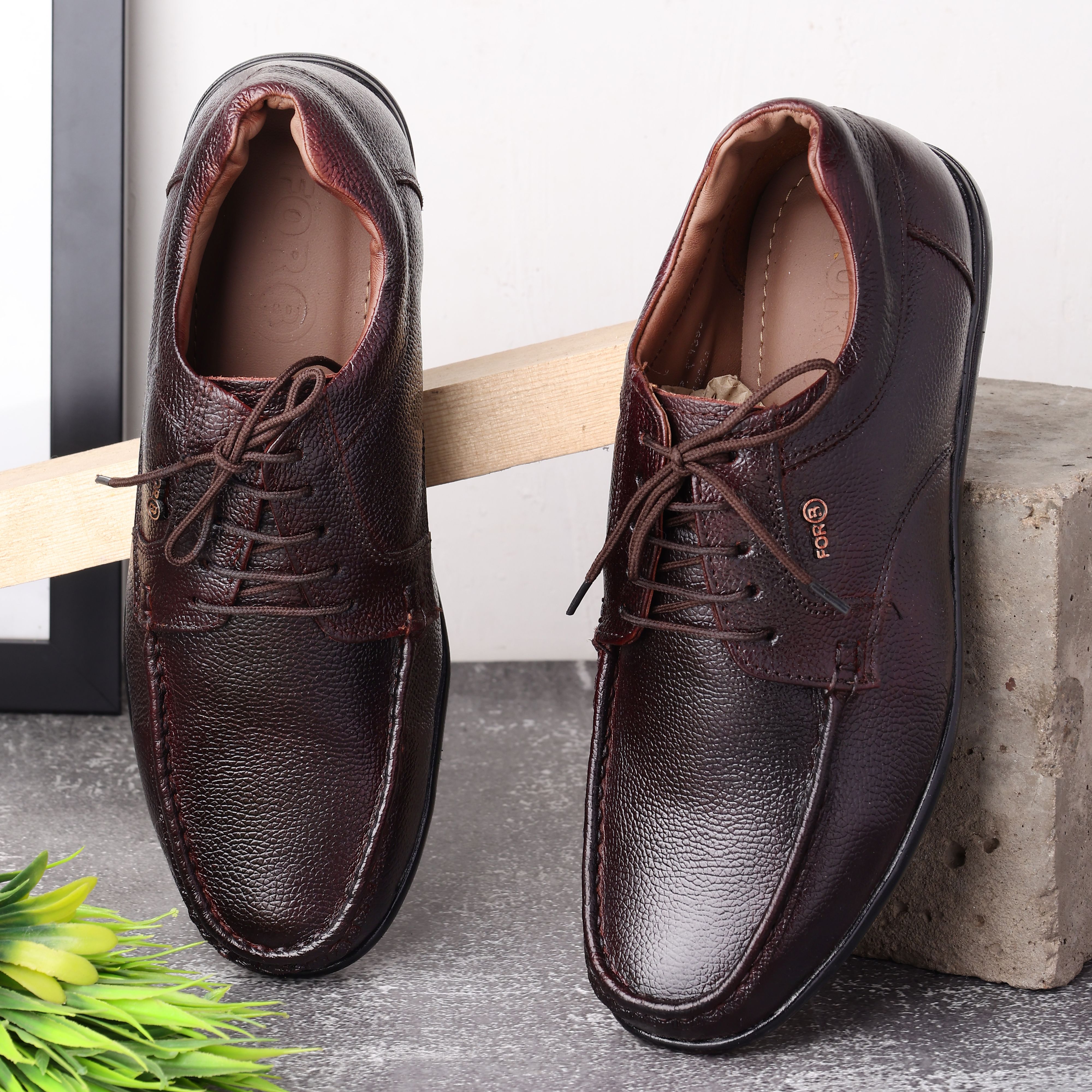 Brown leather men's dress shoes